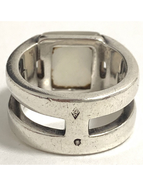 Bague T 52 HERMES en argent massif et pierre de lune