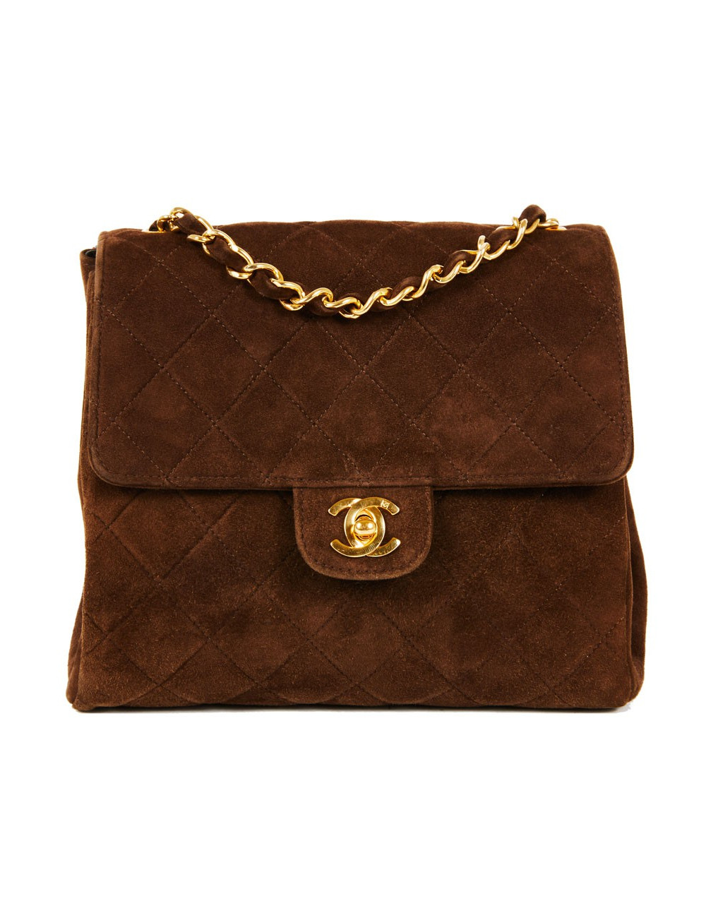 Sac bandoulière CHANEL daim marron