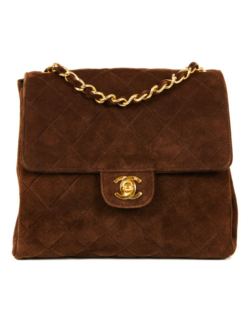 Sac bandoulière CHANEL daim marron