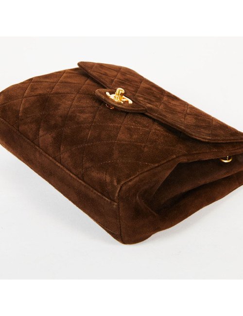 Sac bandoulière CHANEL daim marron