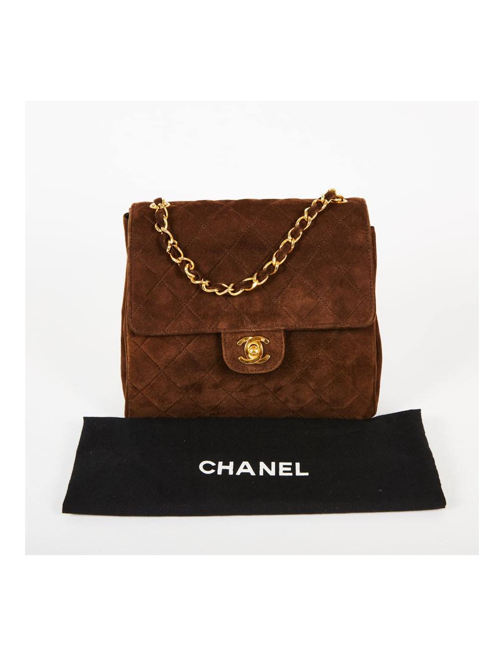 Sac bandoulière CHANEL daim marron
