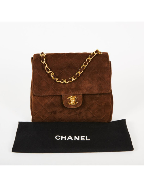 Sac bandoulière CHANEL daim marron