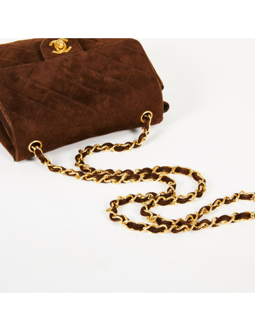 Sac bandoulière CHANEL daim marron