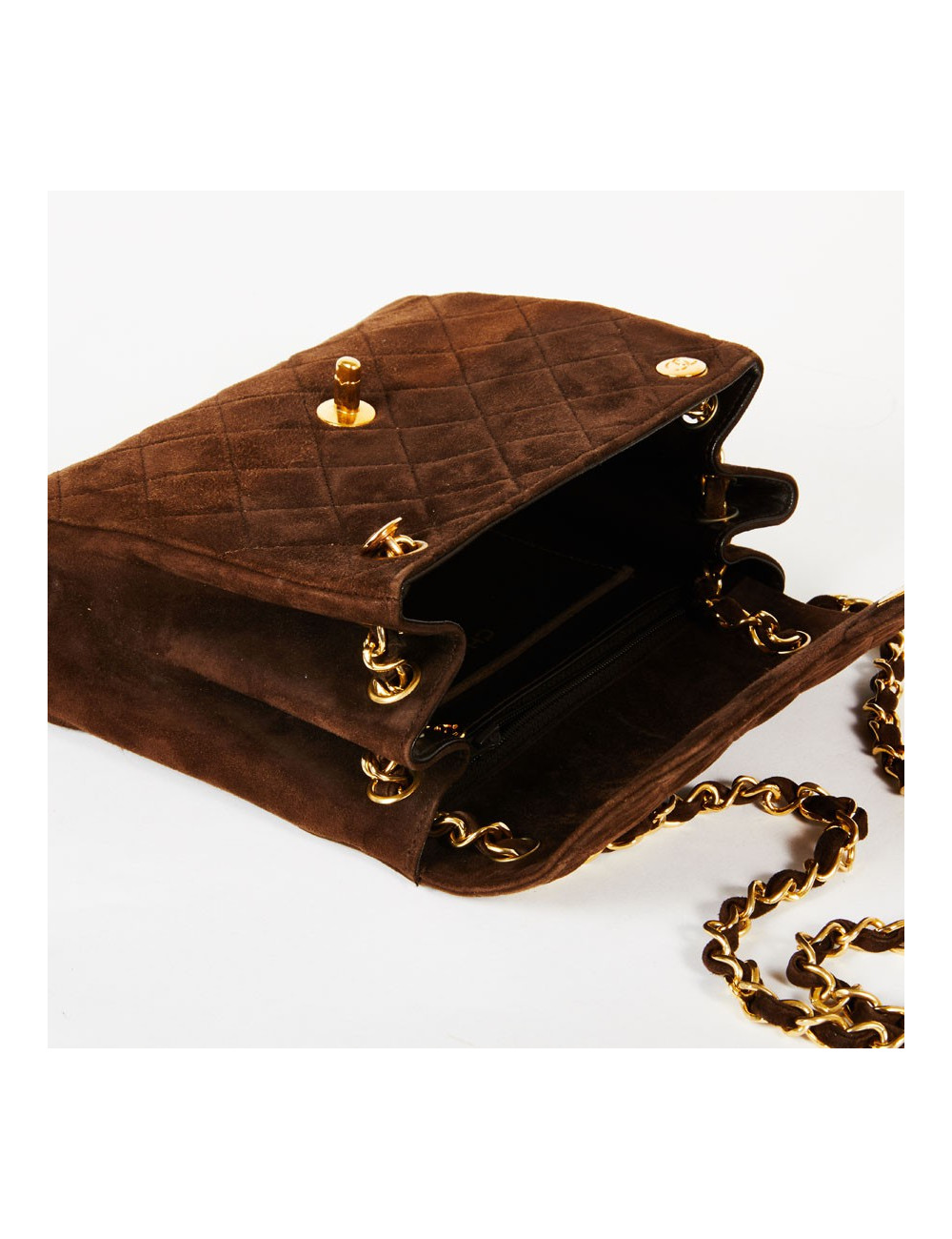 Sac bandoulière CHANEL daim marron