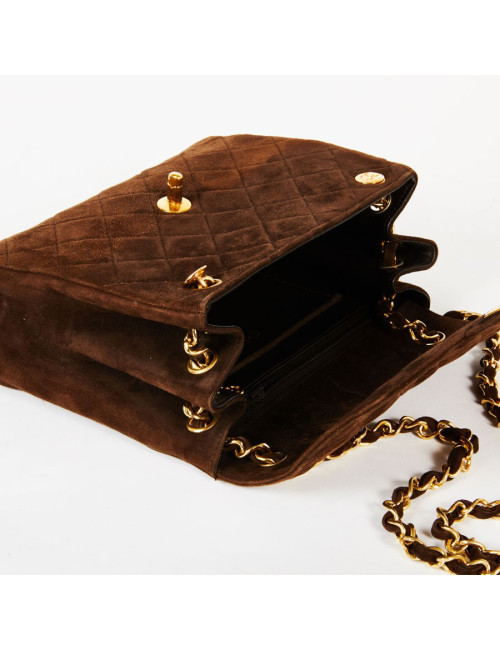 Sac bandoulière CHANEL daim marron