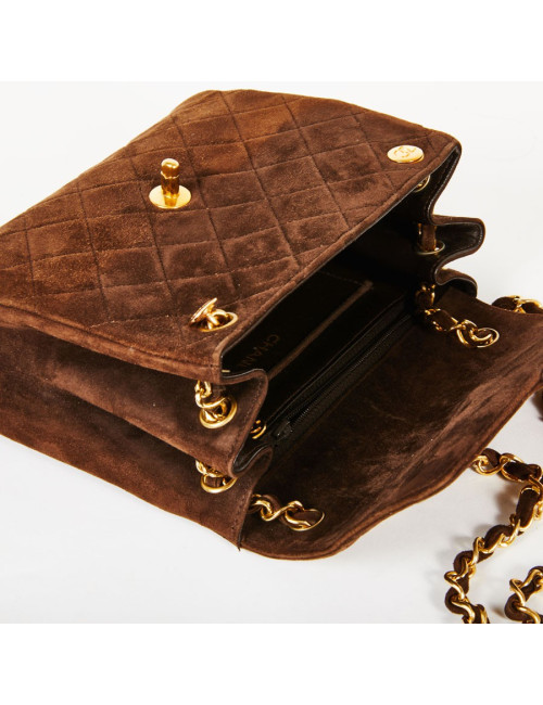 Sac bandoulière CHANEL daim marron