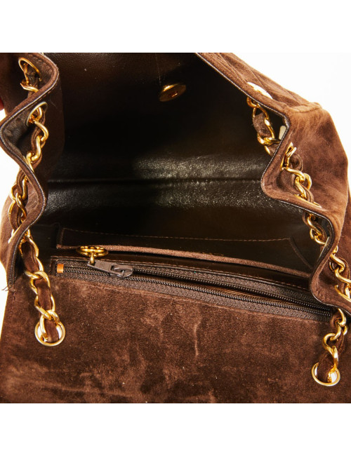 Sac bandoulière CHANEL daim marron