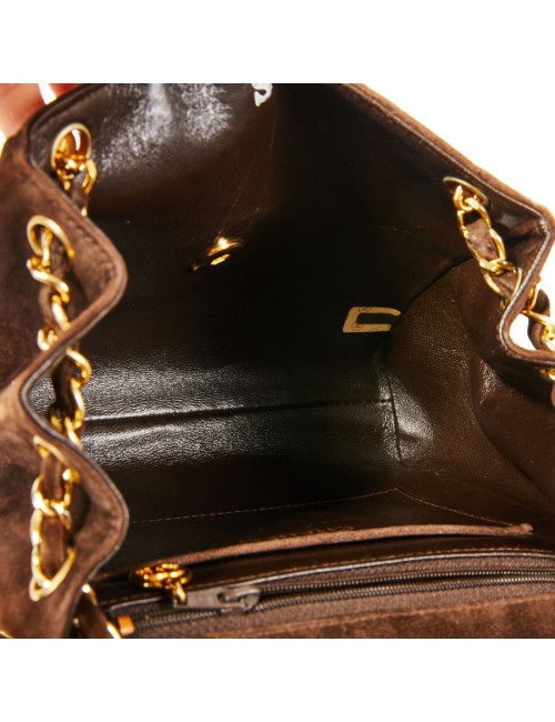 Sac bandoulière CHANEL daim marron