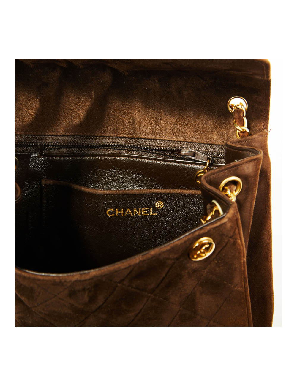 Sac bandoulière CHANEL daim marron