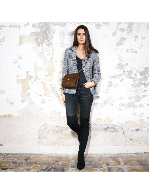 Sac bandoulière CHANEL daim marron