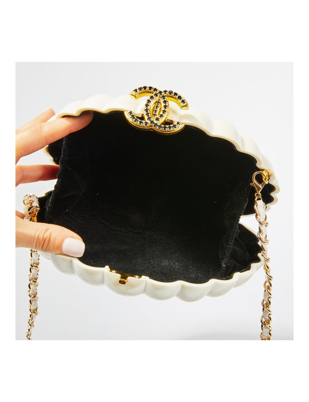 Sac CHANEL plexi coquillage blanc  nacré  "Independance Day"