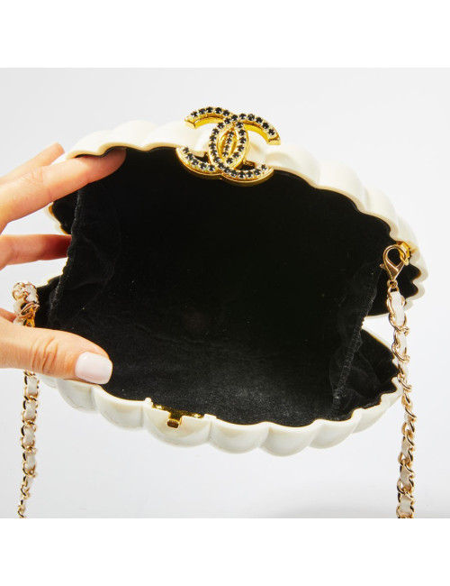 Sac CHANEL plexi coquillage beige  "Independance Day"