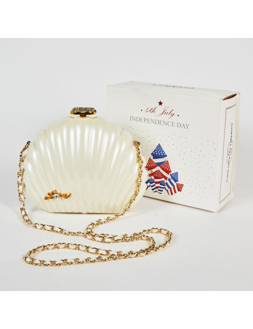 Sac CHANEL plexi coquillage beige  "Independance Day"