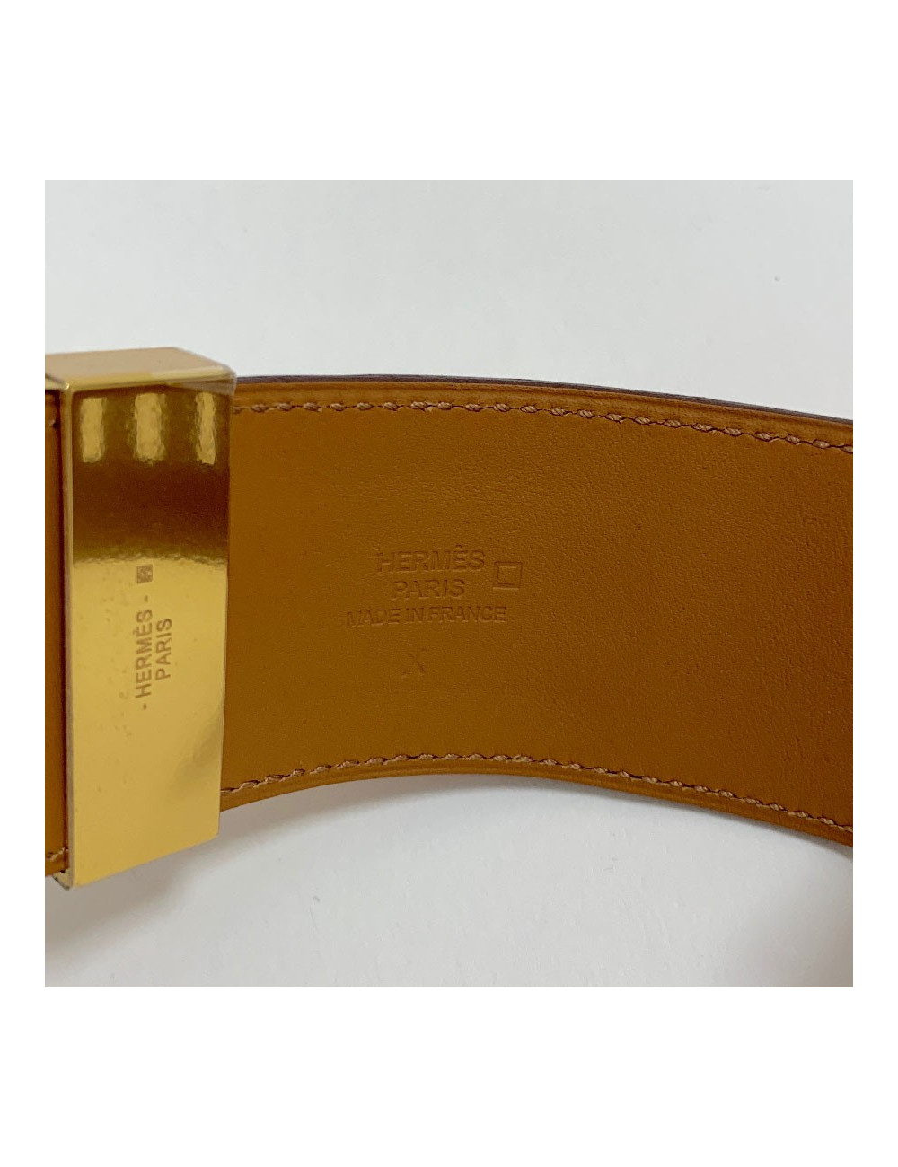 Manchette Médor HERMES crocodile orange métal dorée