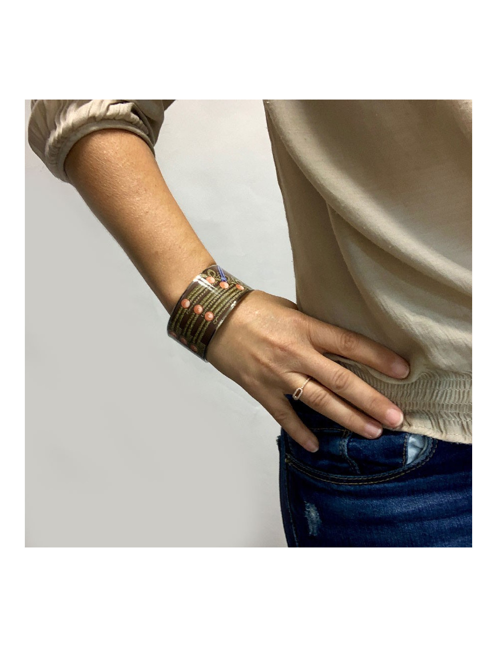 Bracelet HERMES 'Brandebourg' en émail imprimé