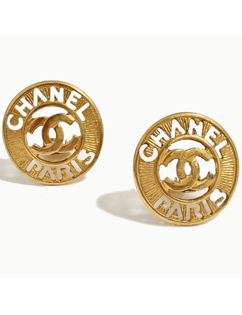 Boucle d'oreille CHANEL dorée vintage
