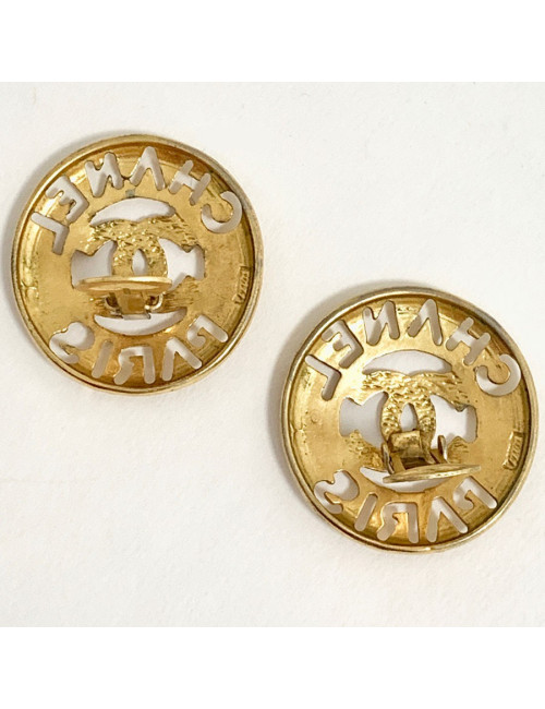 Boucles d'oreille CHANEL sigle "CHANEL" Vintage