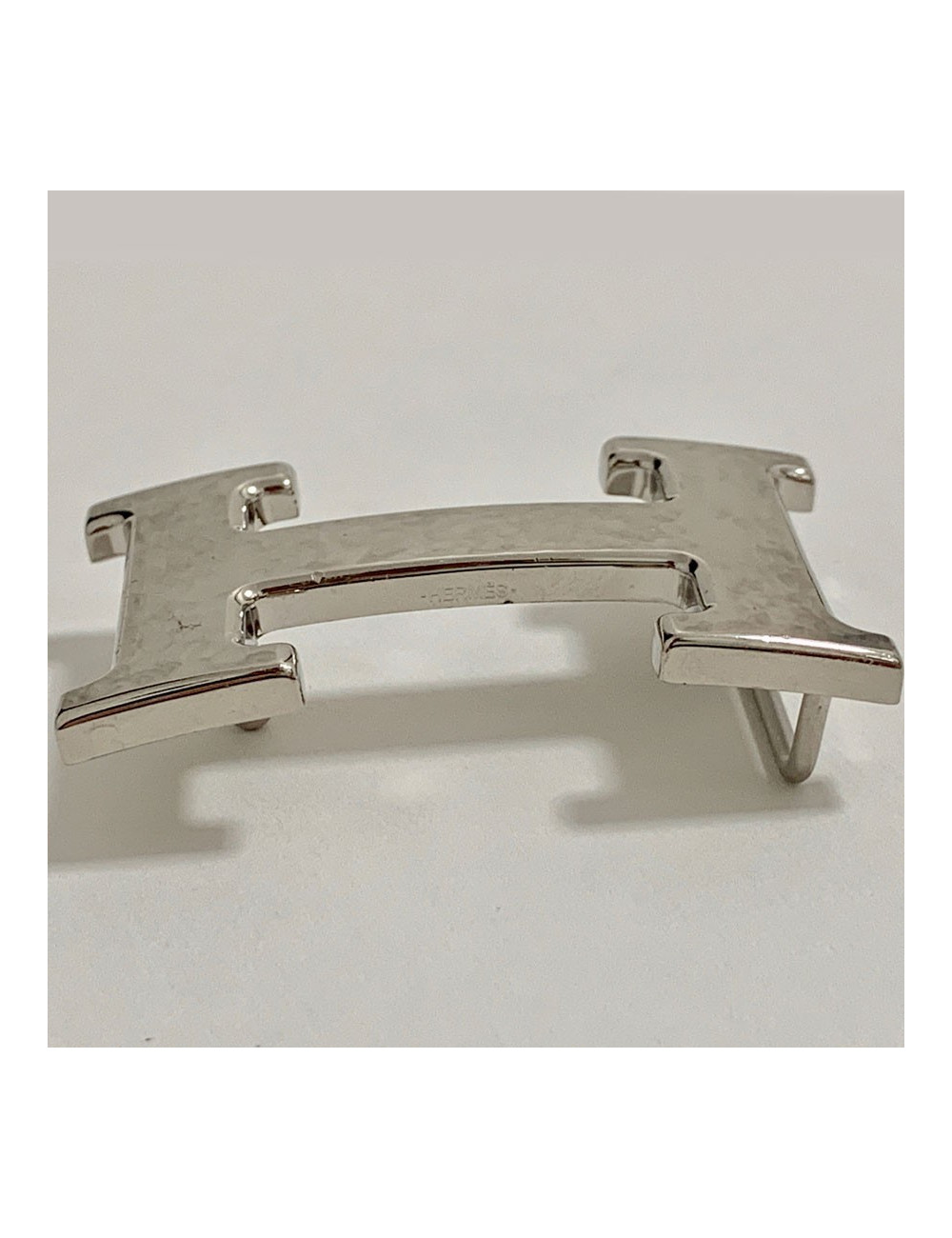 Boucle de ceinture HERMES H argent martelé