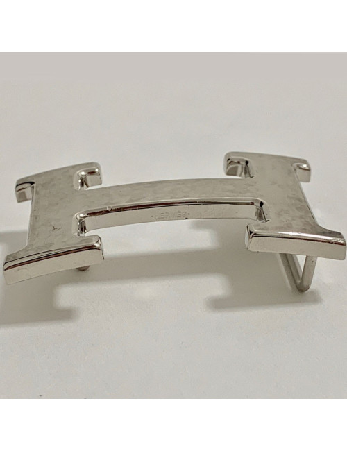 Boucle de ceinture HERMES H argent martelé