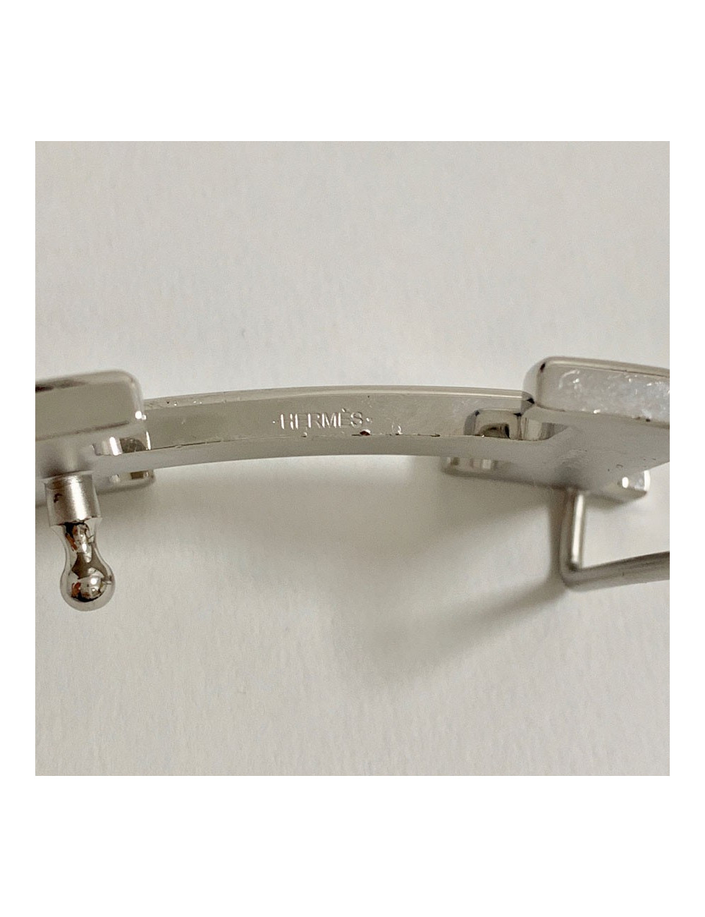 Boucle de ceinture HERMES H argent martelé