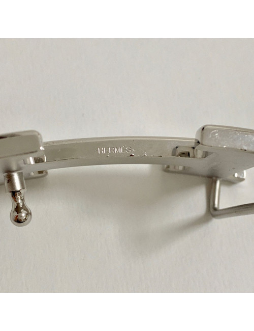 Boucle de ceinture HERMES H argent martelé