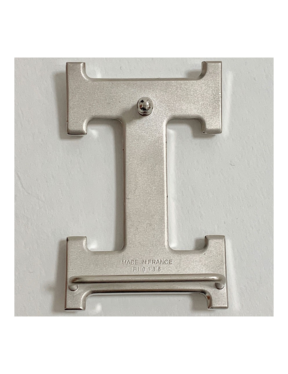 Boucle de ceinture HERMES H argent martelé