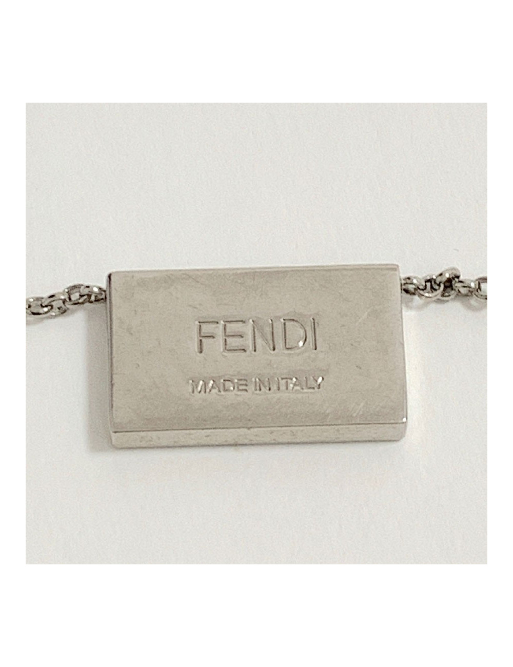 Parure FENDI The Fendista manchette et collier blanc et argent
