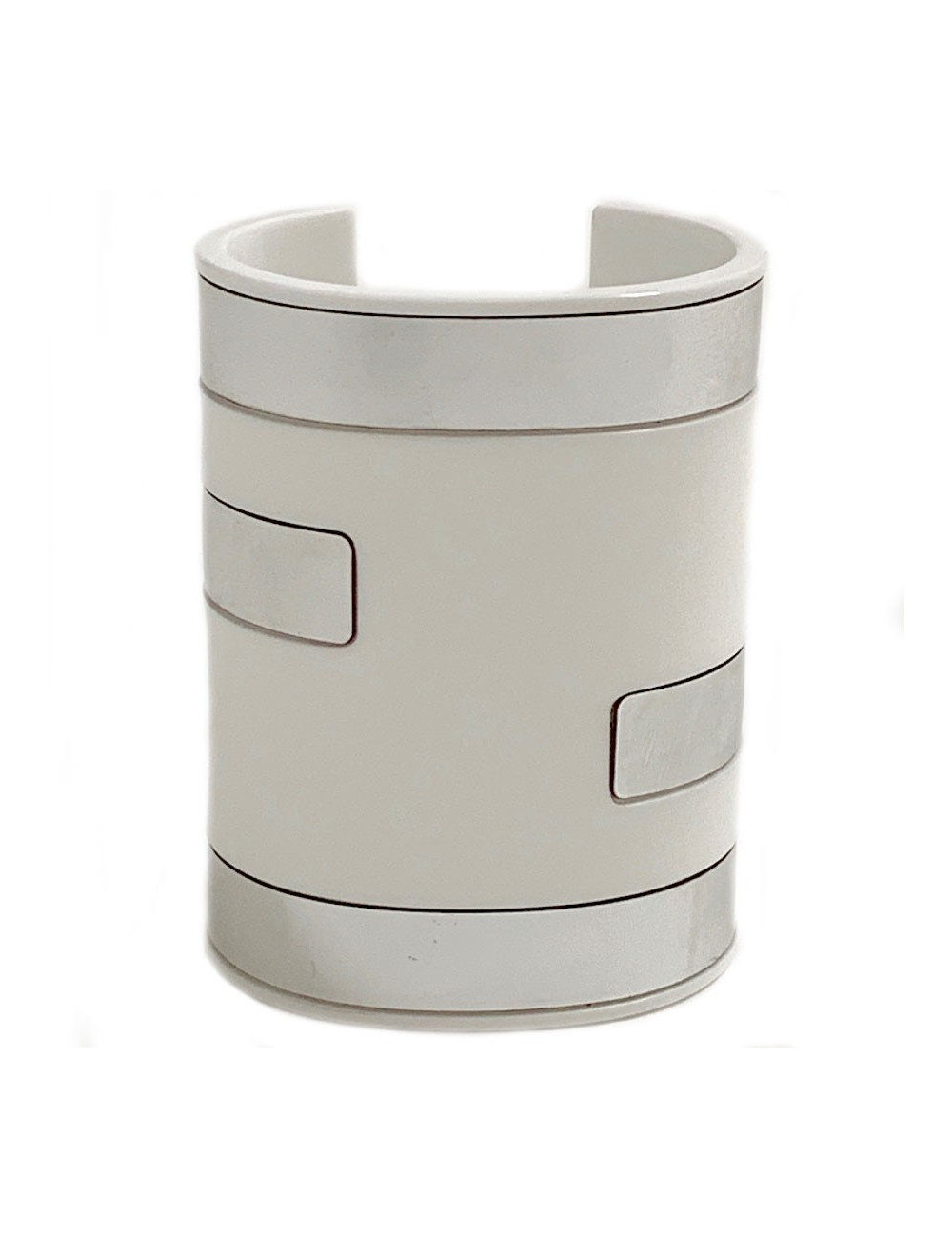 Parure FENDI The Fendista manchette et collier blanc et argent