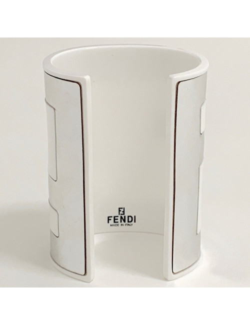 Parure FENDI The Fendista manchette et collier blanc et argent