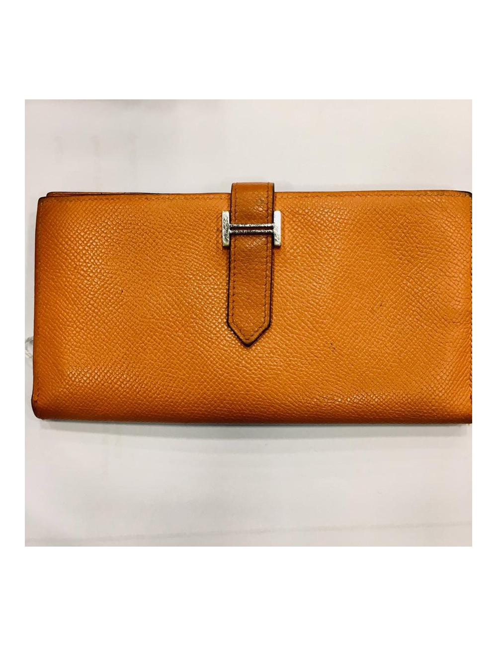 Portefeuille HERMES Bearn cuir epsom orange