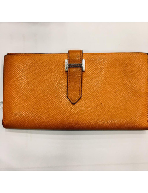 Portefeuille HERMES Bearn cuir epsom orange