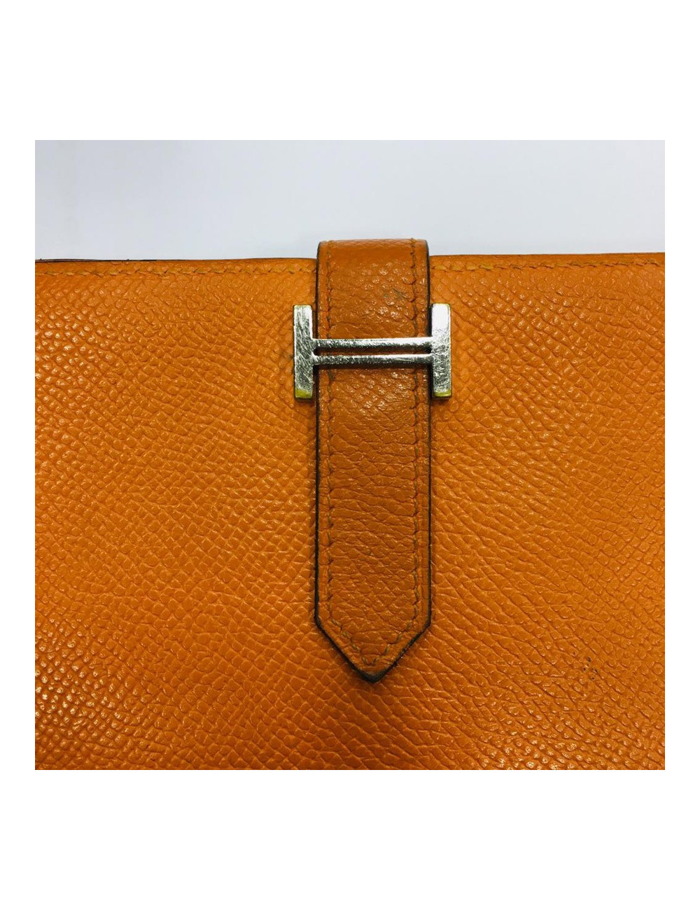 Portefeuille HERMES Bearn cuir epsom orange