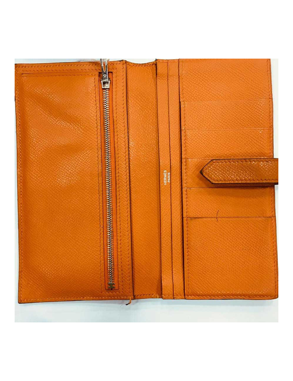 Portefeuille HERMES Bearn cuir epsom orange