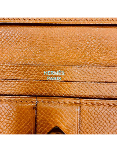 Portefeuille HERMES Bearn cuir epsom orange