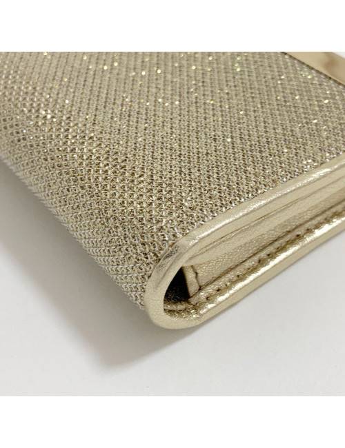 Pochette JIMMY CHOO lamé doré modèle MILLA
