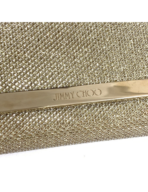 Pochette JIMMY CHOO lamé doré modèle MILLA