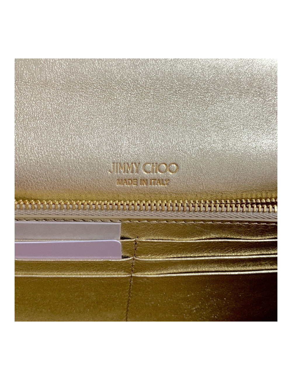 Pochette JIMMY CHOO lamé doré modèle MILLA