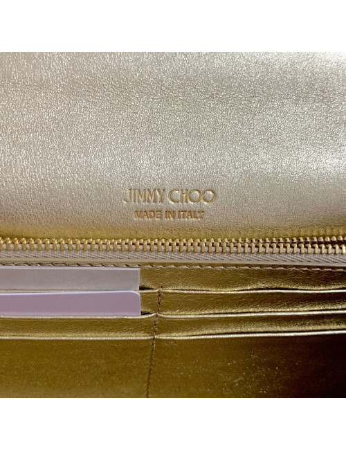 Pochette JIMMY CHOO lamé doré modèle MILLA