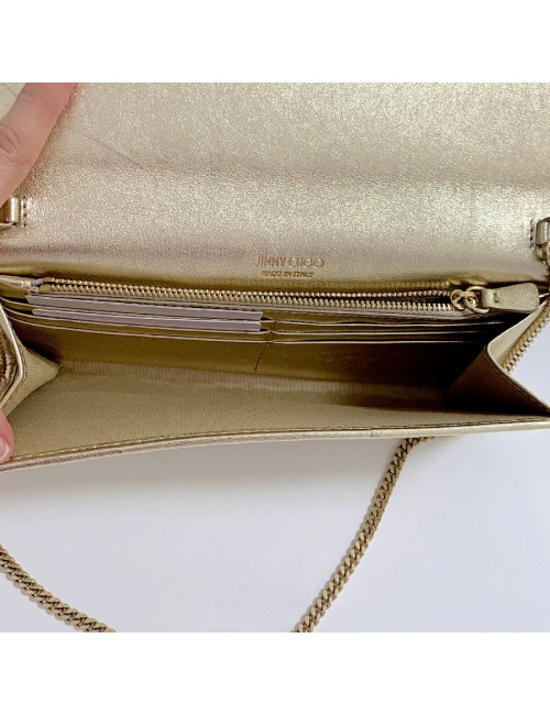 Pochette 'Milla' JIMMY CHOO en cuir lamé doré