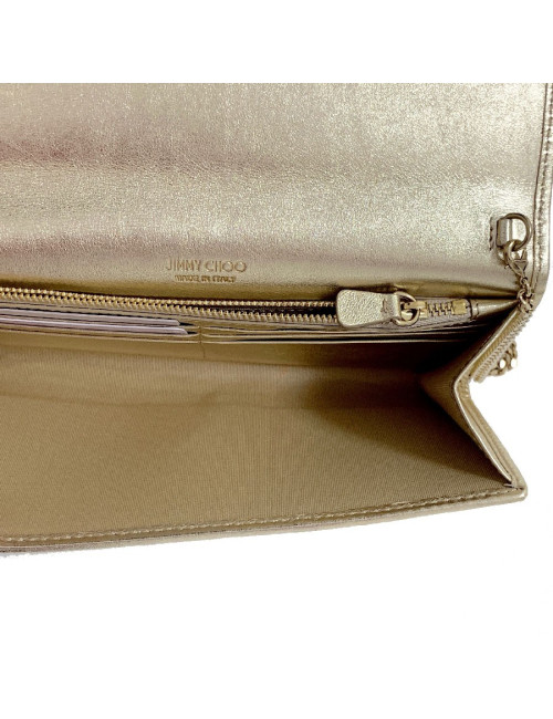 Pochette JIMMY CHOO lamé doré modèle MILLA