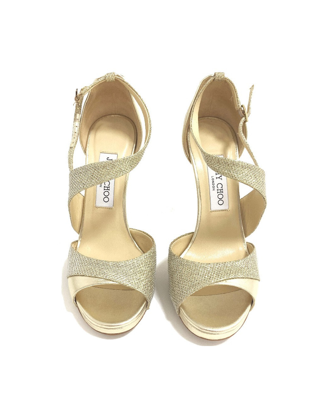 Sandales hautes JIMMY CHOO 'Tyne120' en cuir lamé doré 37,5FR