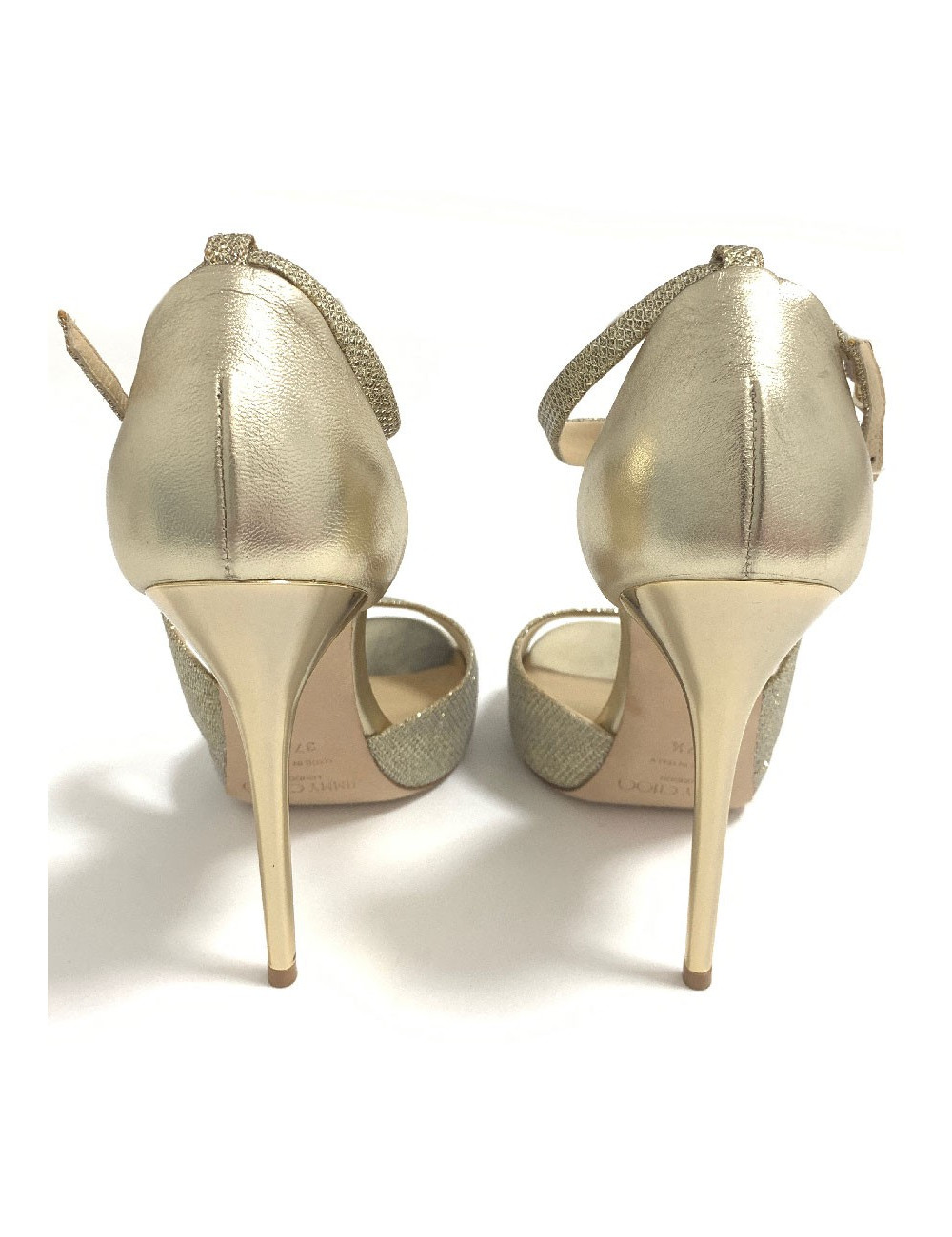 Sandales hautes JIMMY CHOO 'Tyne120' en cuir lamé doré 37,5FR