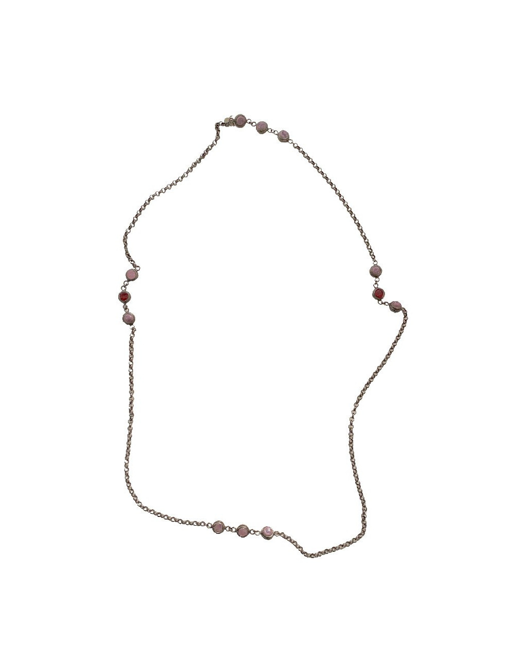 Sautoir MARGUERITE DE VALOIS mauve et rouge en pâte de verre