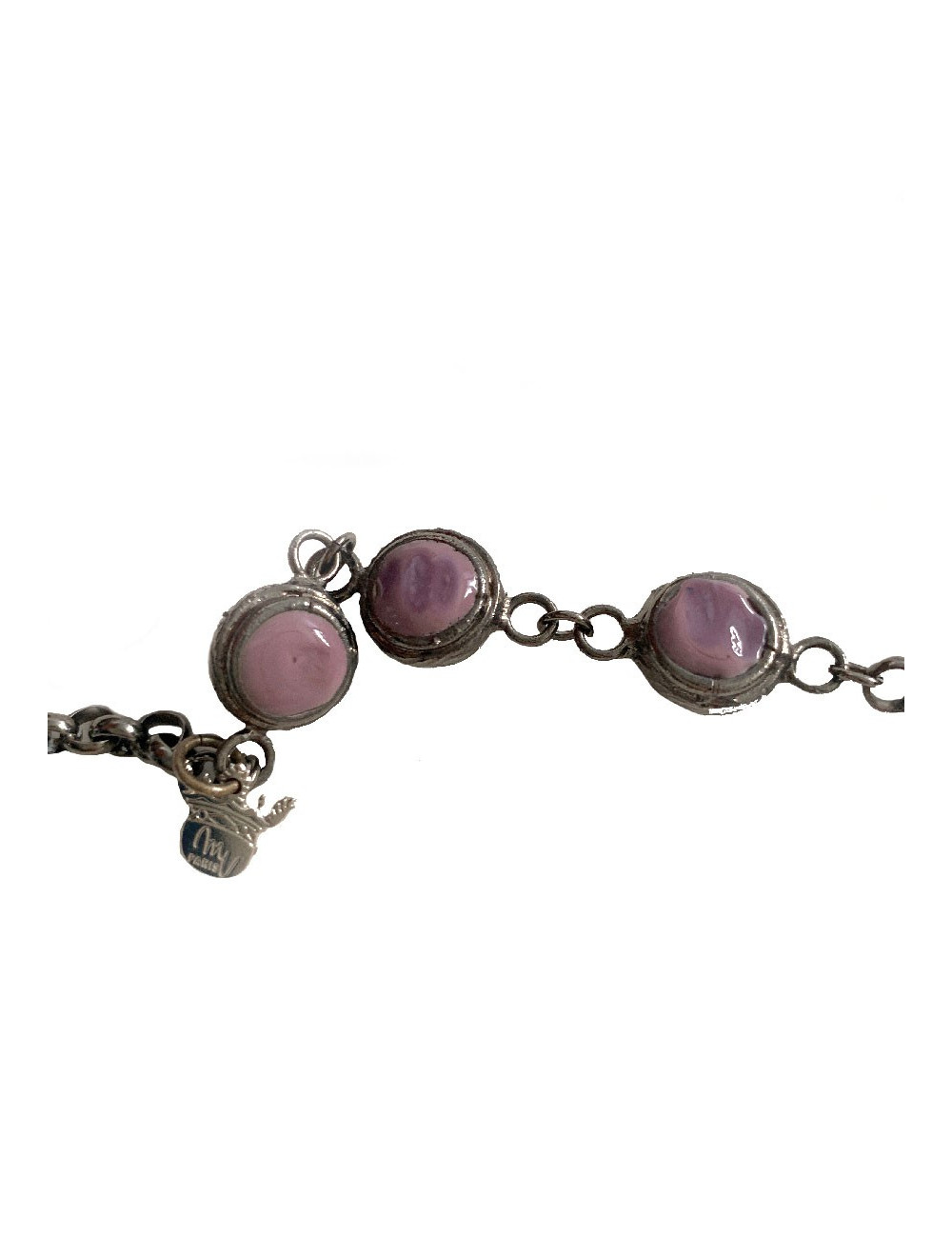 Sautoir MARGUERITE DE VALOIS mauve et rouge en pâte de verre