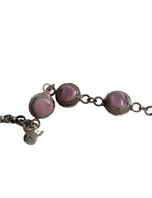 Sautoir MARGUERITE DE VALOIS mauve et rouge en pâte de verre