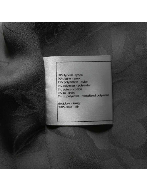 Veste  T34 CHANEL  en tweed gris avec fils blanc, rose et bleu