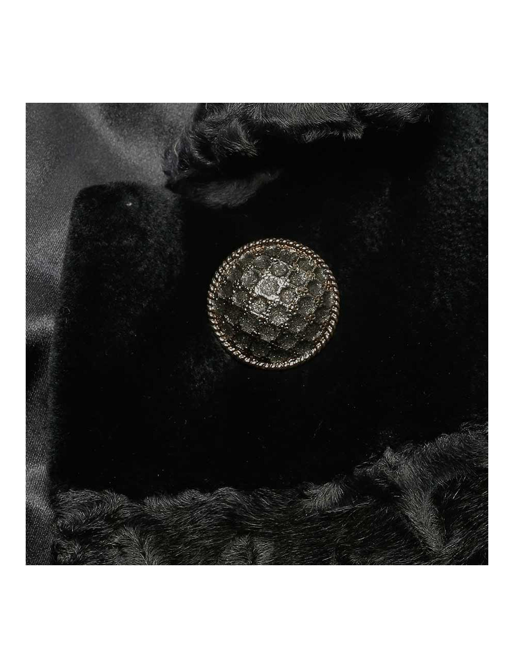 Manteau AGNES GERCAULT astrakan bleu marine et vison rasé noir