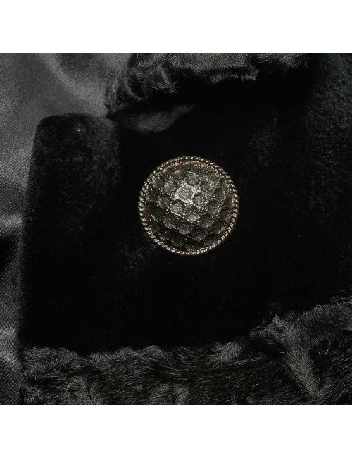 Manteau AGNES GERCAULT astrakan bleu marine et vison rasé noir