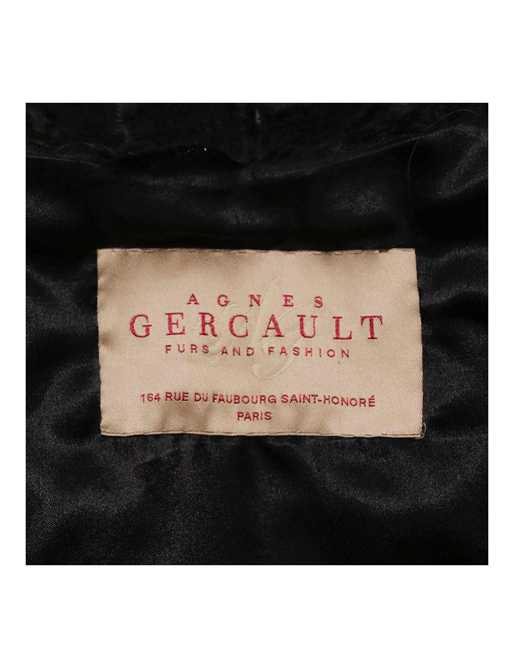 Manteau AGNES GERCAULT astrakan bleu marine et vison rasé noir