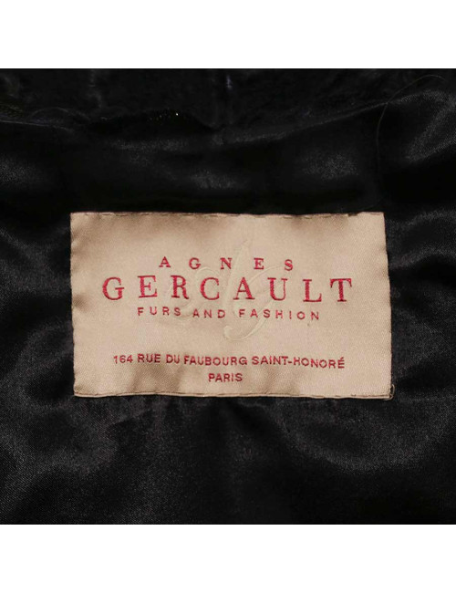 Manteau AGNES GERCAULT astrakan bleu marine et vison rasé noir